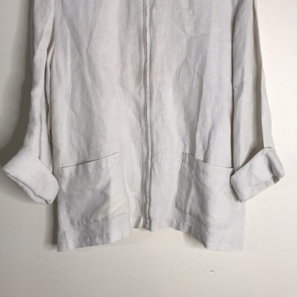 Eileen fisher ladies 100% Irish linen zip up light weight jacket size large - Picture 3 of 10